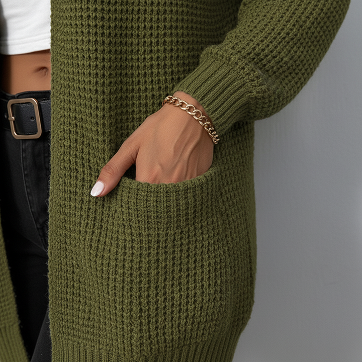 Women's long knitted cardigan Susanne, oversized fit, perfect as a casual outerwear.