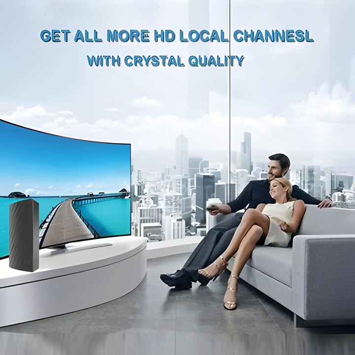 Digital TV signal booster: 4K HDTV antenna, 600-mile range. Enhance free channel reception indoor or outdoor.