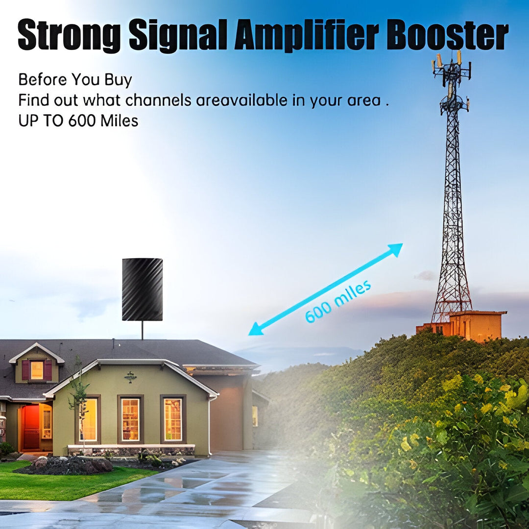 Versatile indoor/outdoor HDTV 4K digital antenna. Enjoy clear reception up to 600 miles for free broadcast TV.