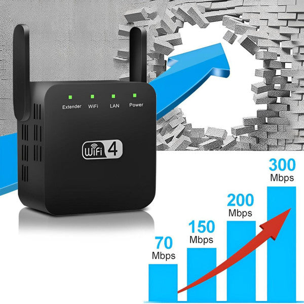 Wireless signal booster & WiFi extender for enhanced internet reliability. Boost home network.