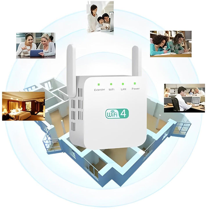 Compact WiFi repeater, discreetly boosting home internet coverage. Easy setup, fast internet.