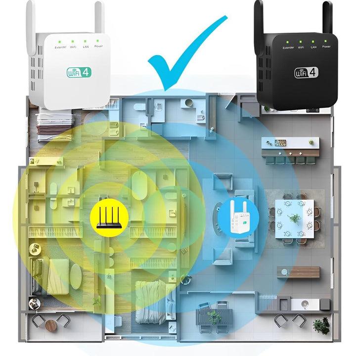 Dead zone killer WiFi repeater, providing strong wireless signal throughout your house.