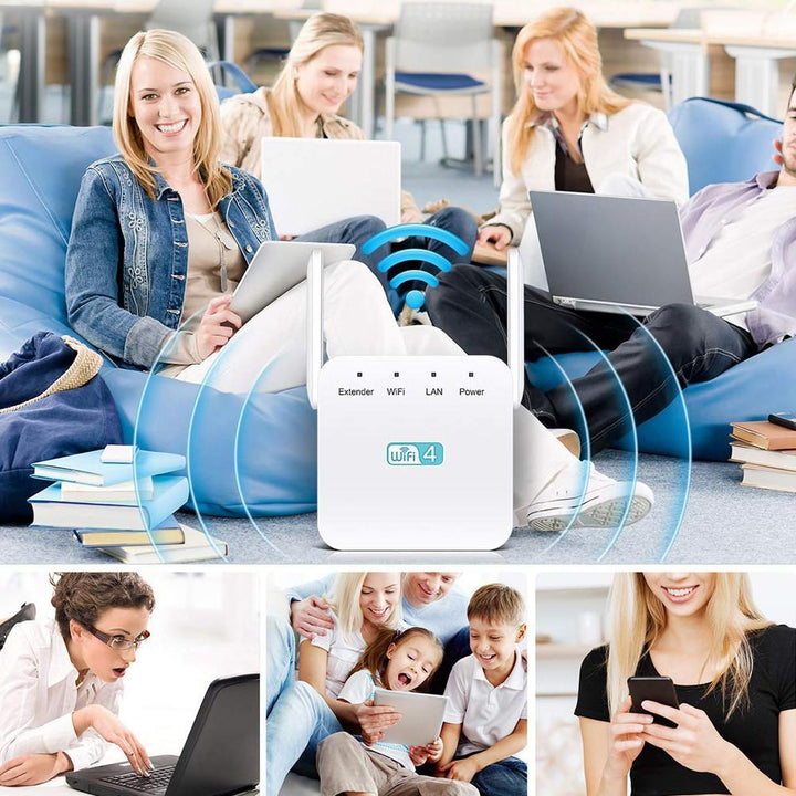 Home network WiFi booster, improving internet coverage & performance. Wireless signal solution.