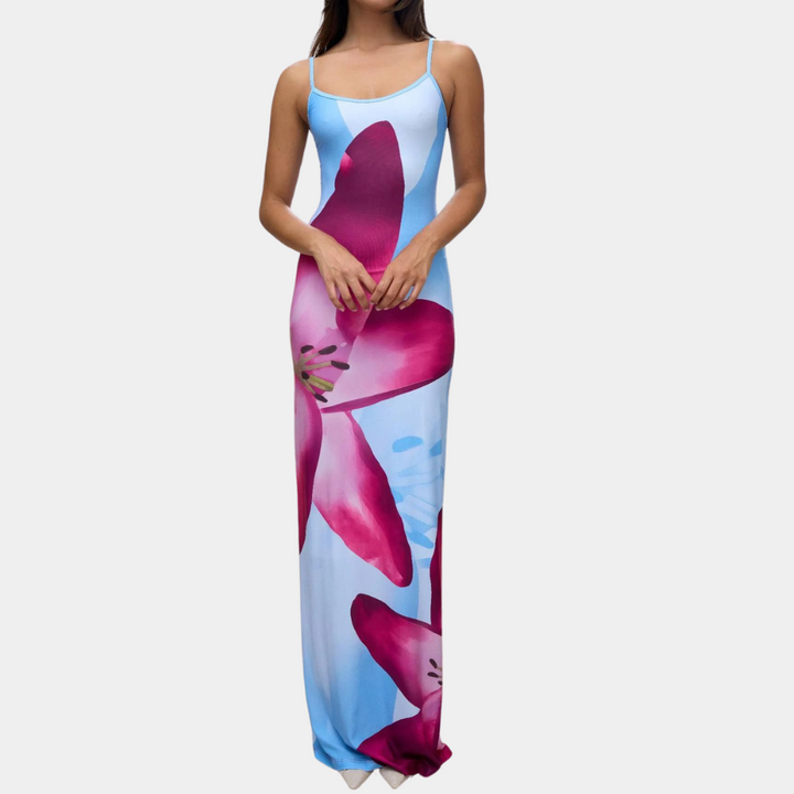 Women's black casual summer maxi dress with figure accent, perfect for all occasions