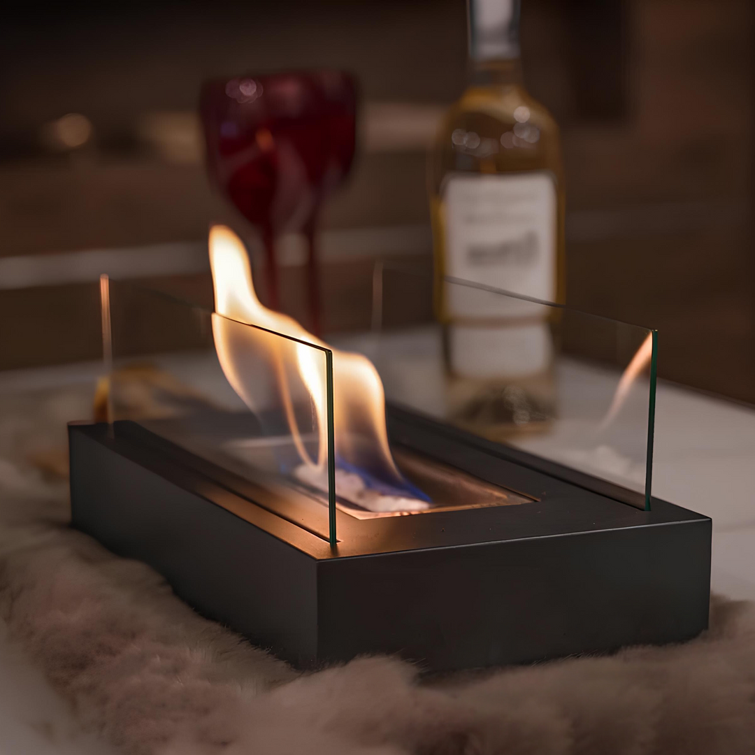 LumaFlame Portable Tabletop Bioethanol Fireplace, elegant indoor smokeless flame