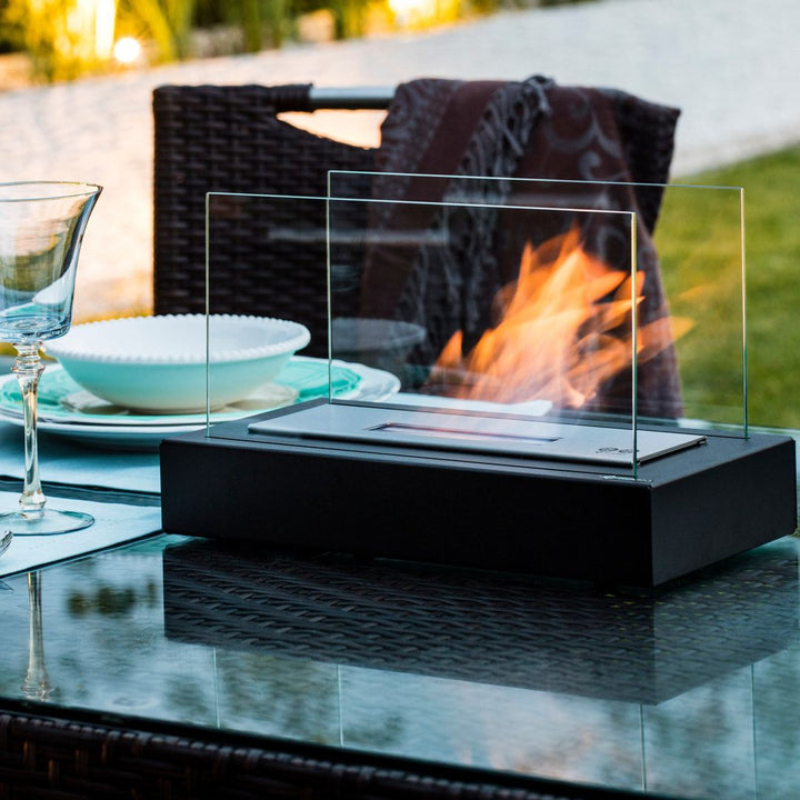 Compact LumaFlame Tabletop Fireplace, stylish bioethanol flame in a modern design