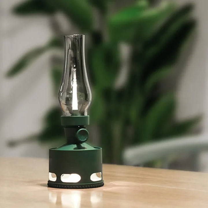 User demonstrating the easy on/off and dimming function of the smart LumaLantern vintage LED lantern