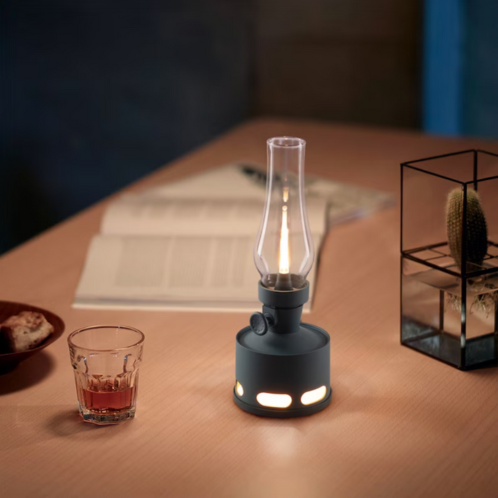 LumaLantern vintage LED lantern illuminating a pathway, a stylish and functional portable light source