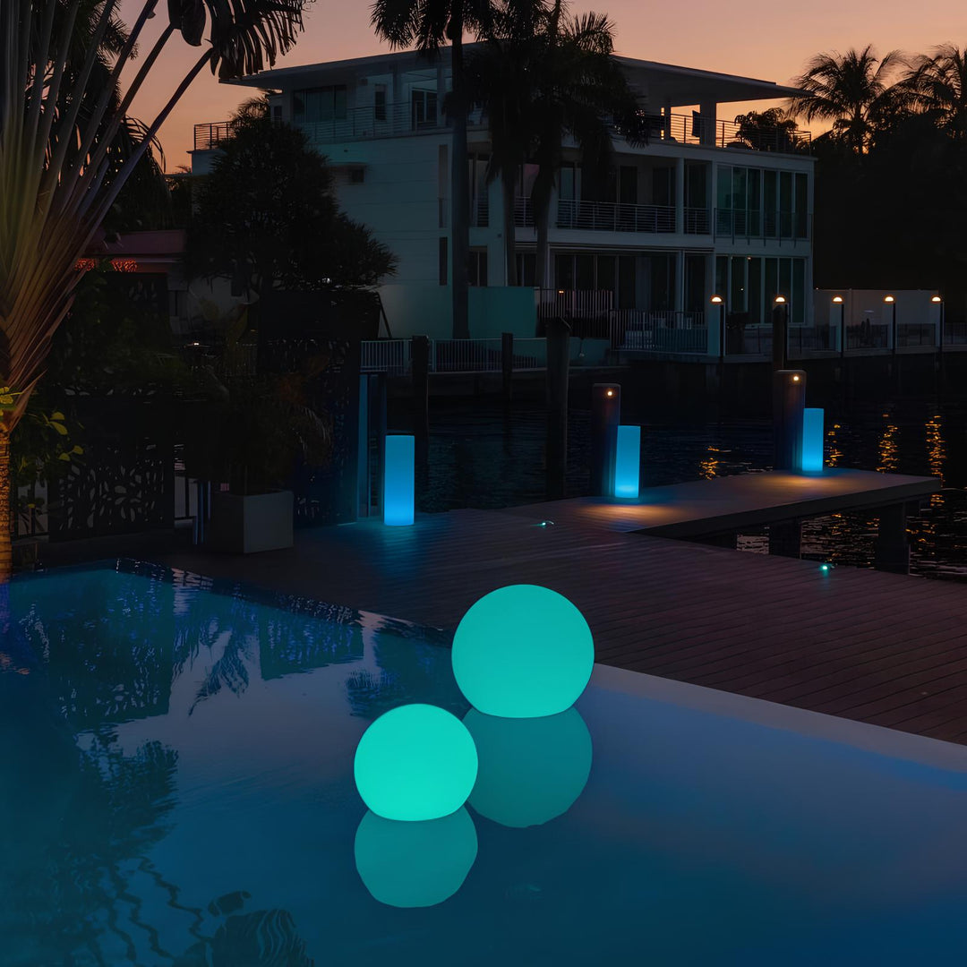 Ambient lighting by LumaSphere LED mood light on a balcony