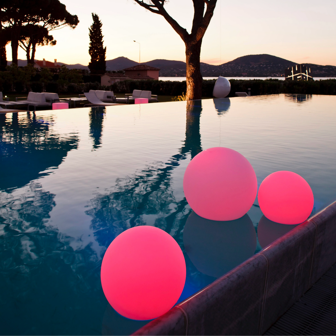 Close-up of LumaSphere LED mood light, showcasing its spherical design