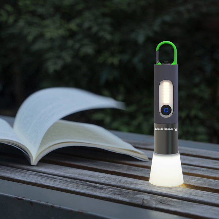 Bright LED torch for outdoor adventures, featuring zoomable focus for tactical use and emergencies.