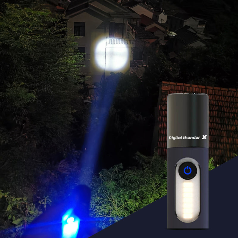 Portable LumaZoom LED flashlight, essential for emergency preparedness, camping, and outdoor safety.