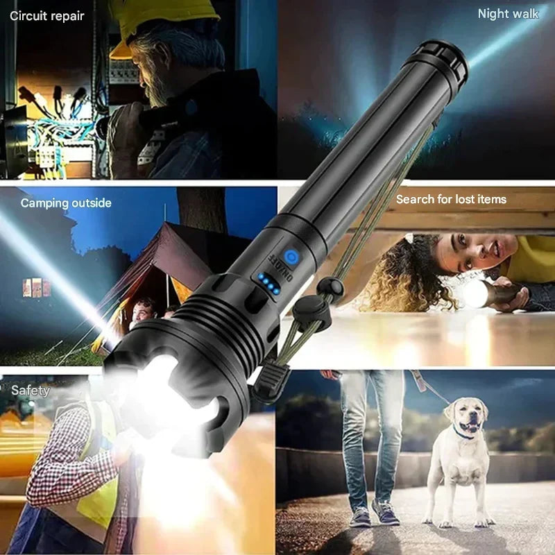 Professional grade tactical LED flashlight, ultimate outdoor gear & emergency light.