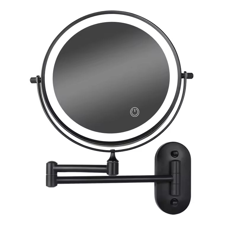 LumiAura illuminated beauty mirror with adjustable brightness, suitable for any dressing table setup.