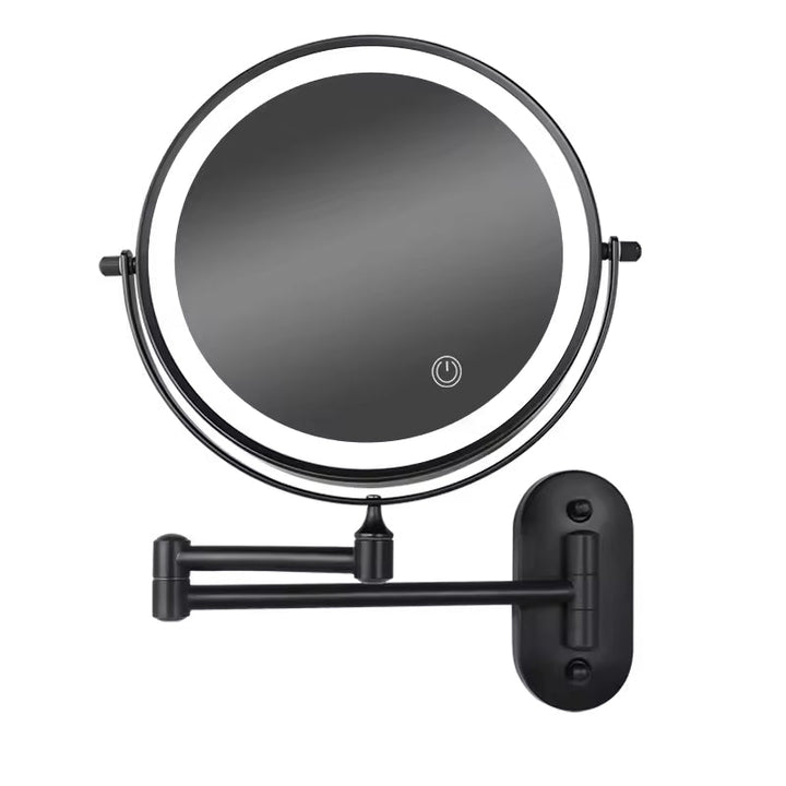 LumiAura illuminated beauty mirror with adjustable brightness, suitable for any dressing table setup.