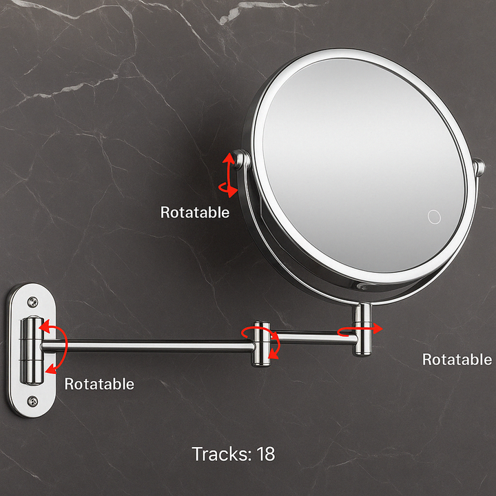 Modern LumiAura LED makeup mirror, highlighting its sleek design and touch-controlled lighting.