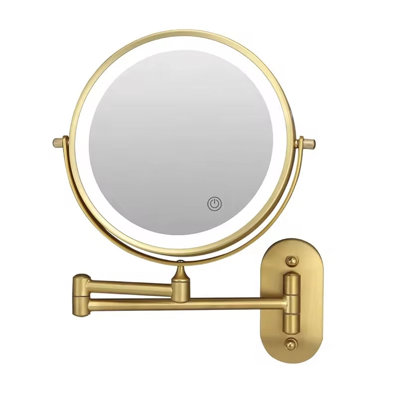 LumiAura rechargeable makeup mirror, perfect for travel or daily beauty routines with adjustable light.
