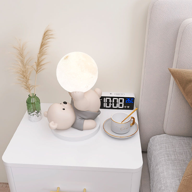 Unisex LumiBearo LED bedside lamp in a modern bedroom setting, enhancing ambiance with soft light