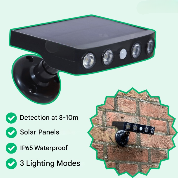 Heavy-duty outdoor solar light, LED motion sensor, built for all weather conditions