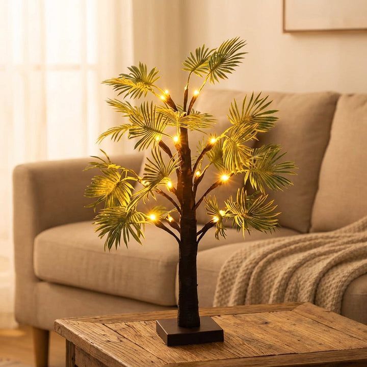 LuminaraPalm LED night lamp, tropical palm tree design, perfect for ambient home decor.