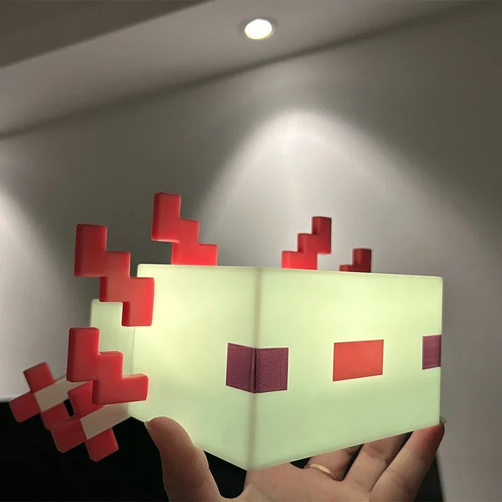 Customizable pixel art night light, glowing LED lamp providing soft ambient light