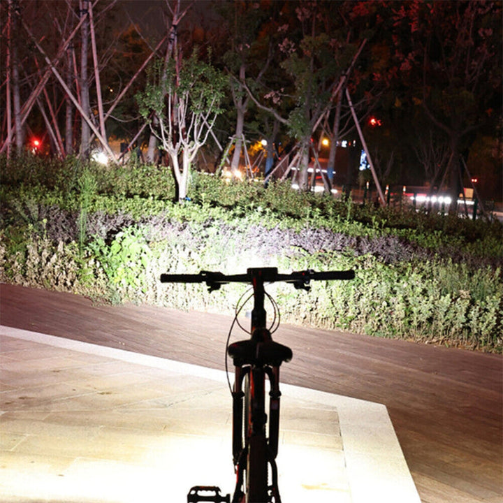 USB rechargeable 900 lumen bike headlight, 180 degree visibility for enhanced night safety