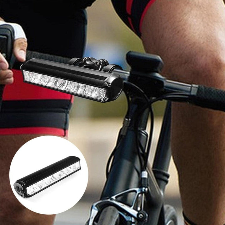Bright 900lm LED bicycle front light, 180° beam, USB charging for all-weather cycling