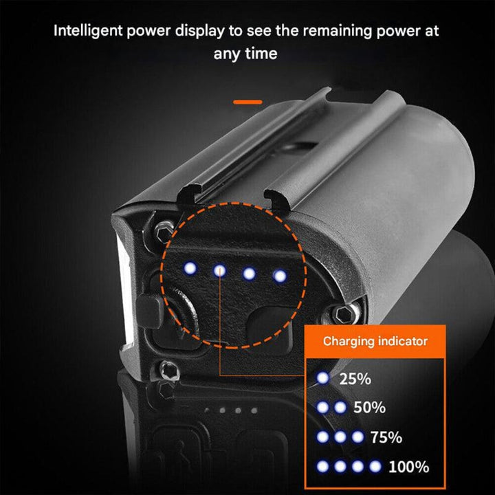 Waterproof 900 lumen bike front light, USB rechargeable, provides 180 degree illumination