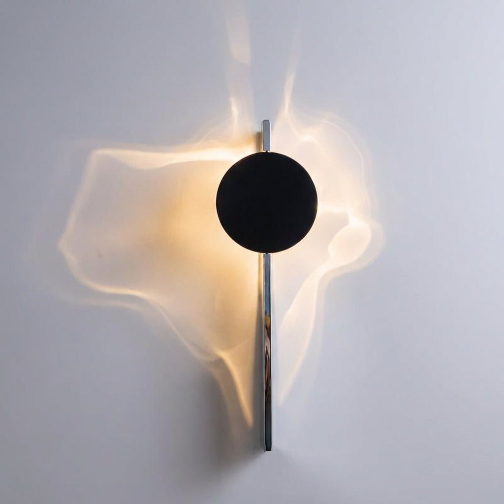 Sculptural Luminova wall sconce, an abstract decorative LED lamp providing ambient light