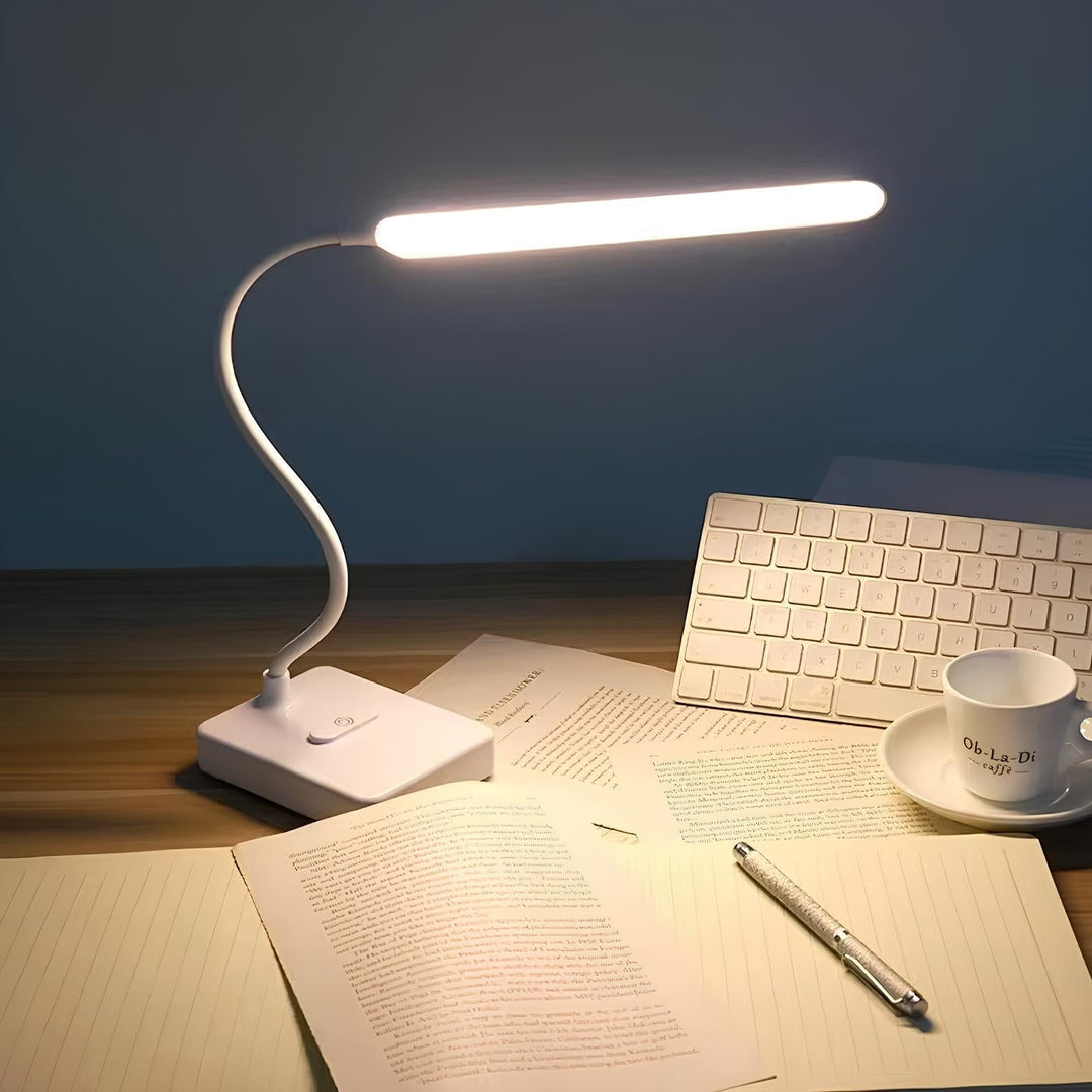 Rechargeable LumoFlex desk lamp with adaptable gooseneck for versatile lighting