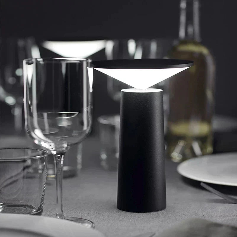 LumoFlex portable dimmable table lamp in modern design, showcasing its wireless LED illumination for home decor.
