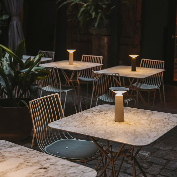 Rechargeable LumoFlex table lamp, featuring dimmable LED light for flexible, modern illumination.