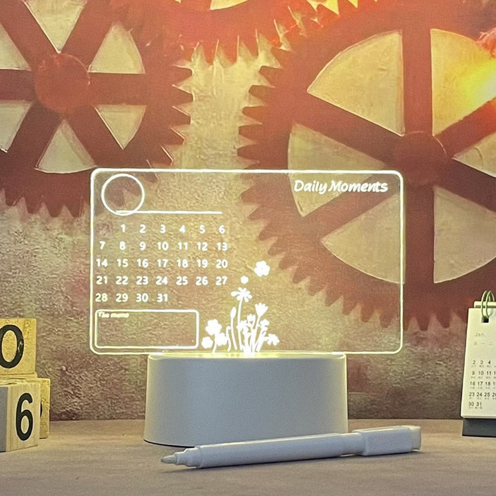 Battery-operated LumoNote illuminated creative LED message board on a modern desk