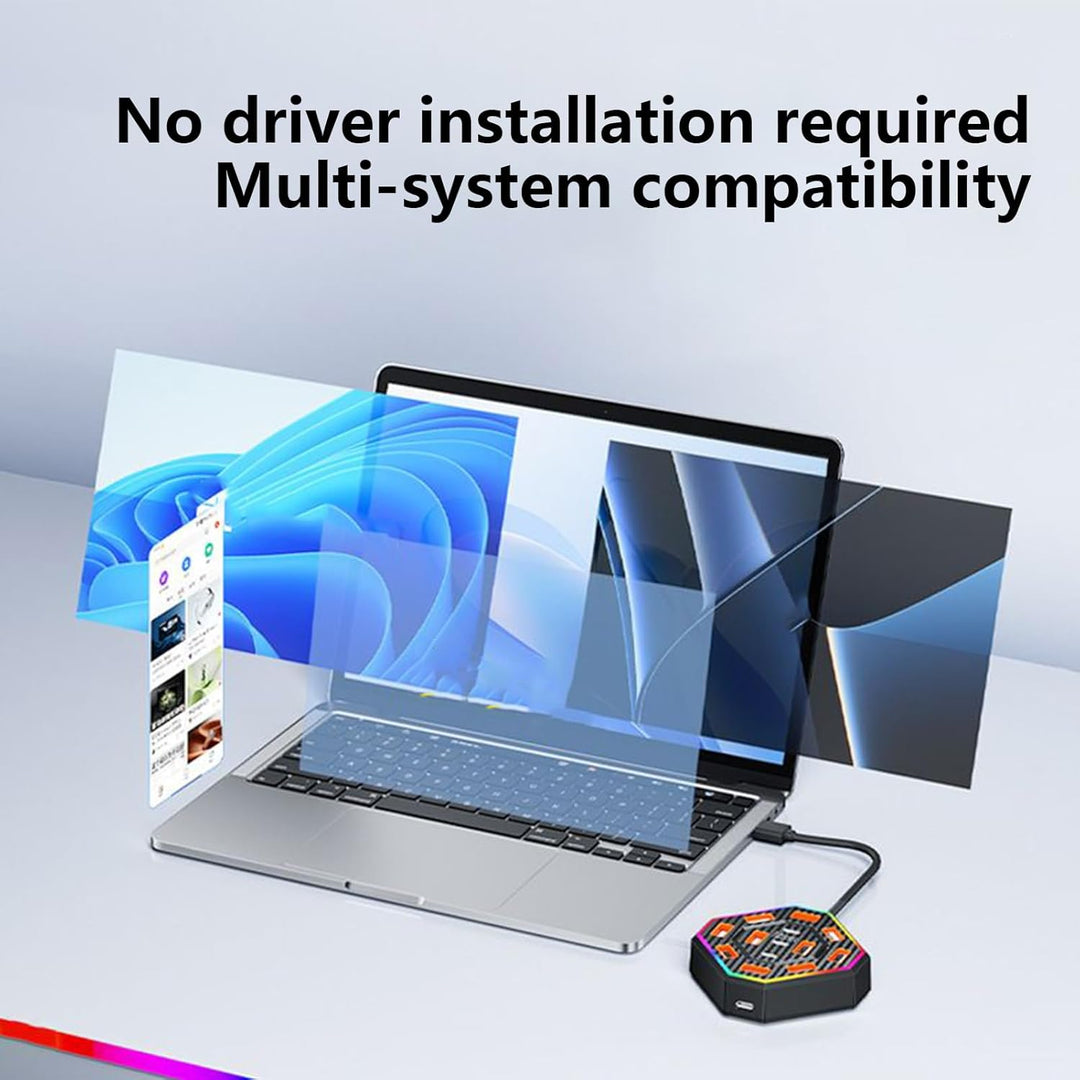 Lumora Type-C docking station for a clutter-free workspace, featuring efficient connectivity and RGB.