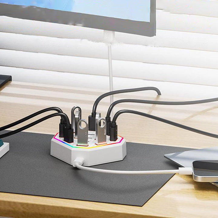 High-performance USB-C hub, the Lumora docking station, featuring 13 essential ports for enhanced connectivity.