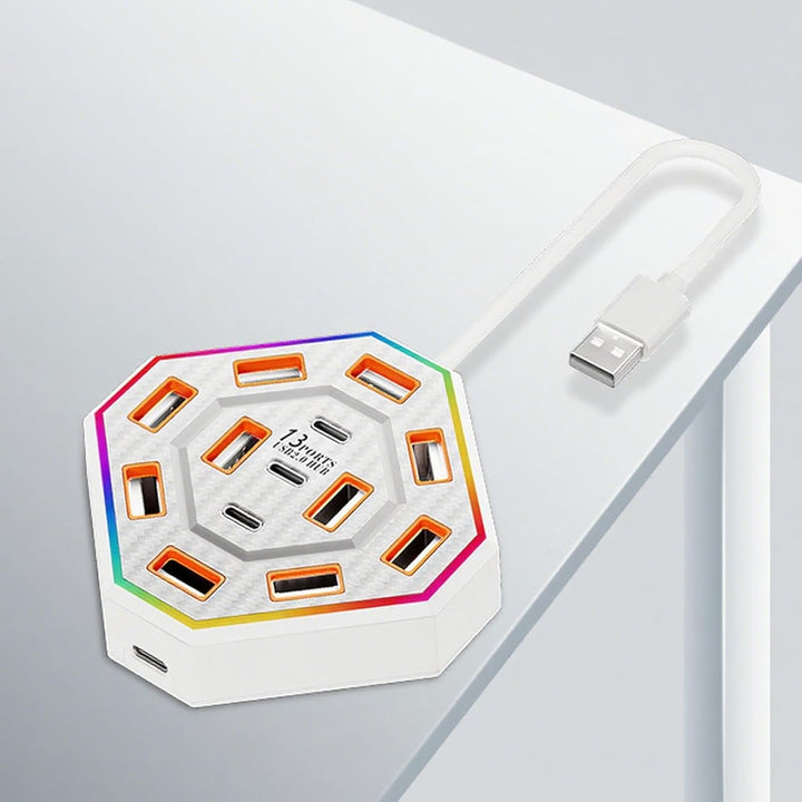 Organize your desk with the Lumora 13-in-1 USB-C hub, a versatile workspace organizer with RGB.