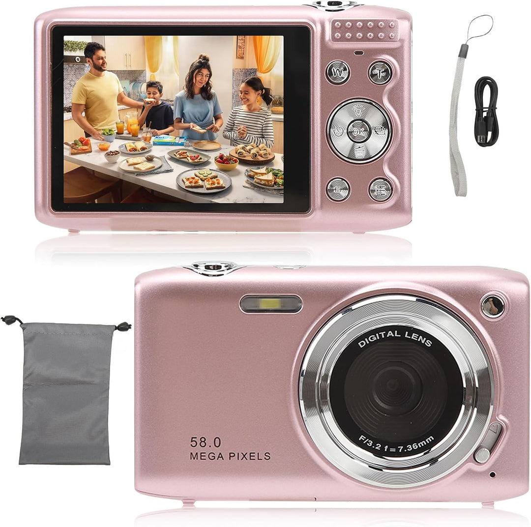 Lumora 4K travel camera, 58MP, 16X zoom, fits in pocket, demonstrating portability