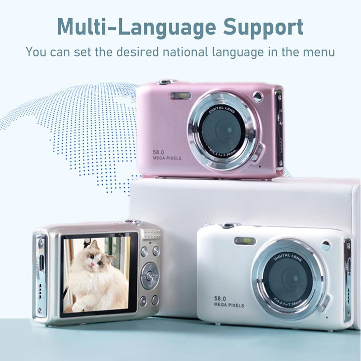 Compact Lumora 4K digital camera, 58MP, 16X zoom, capturing wildlife from a distance