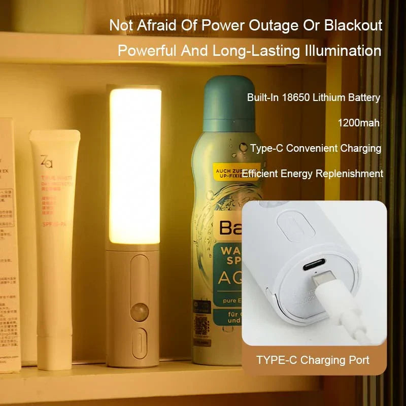 Smart home Lumos LED night light with motion sensor for automatic, energy-efficient lighting in bedrooms.