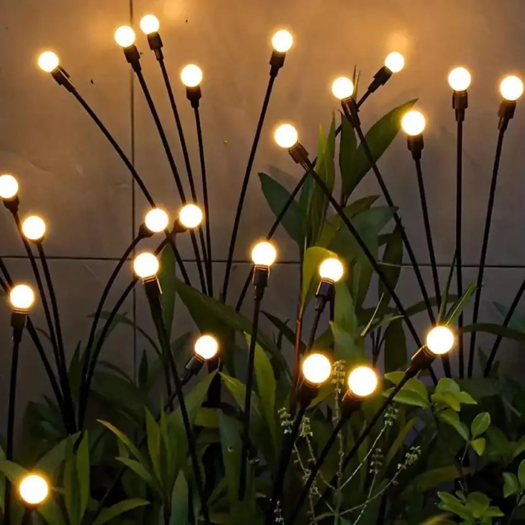 LunaGlow solar garden lights illuminating a pathway, eco-friendly LED landscape lighting for outdoor decor.