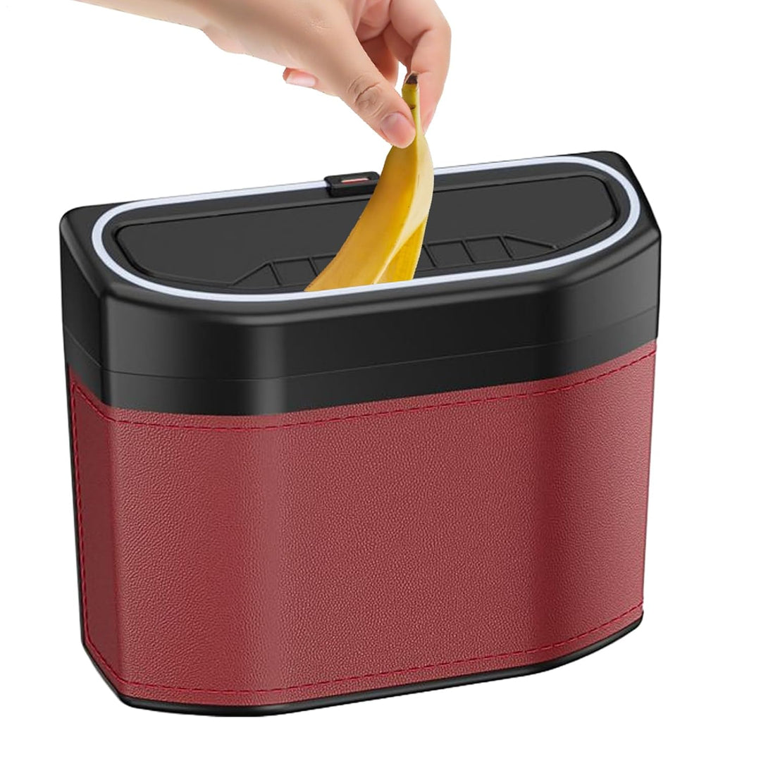 Lurevo smell-proof car trash can, black, with LED touch light for vehicle interior organization