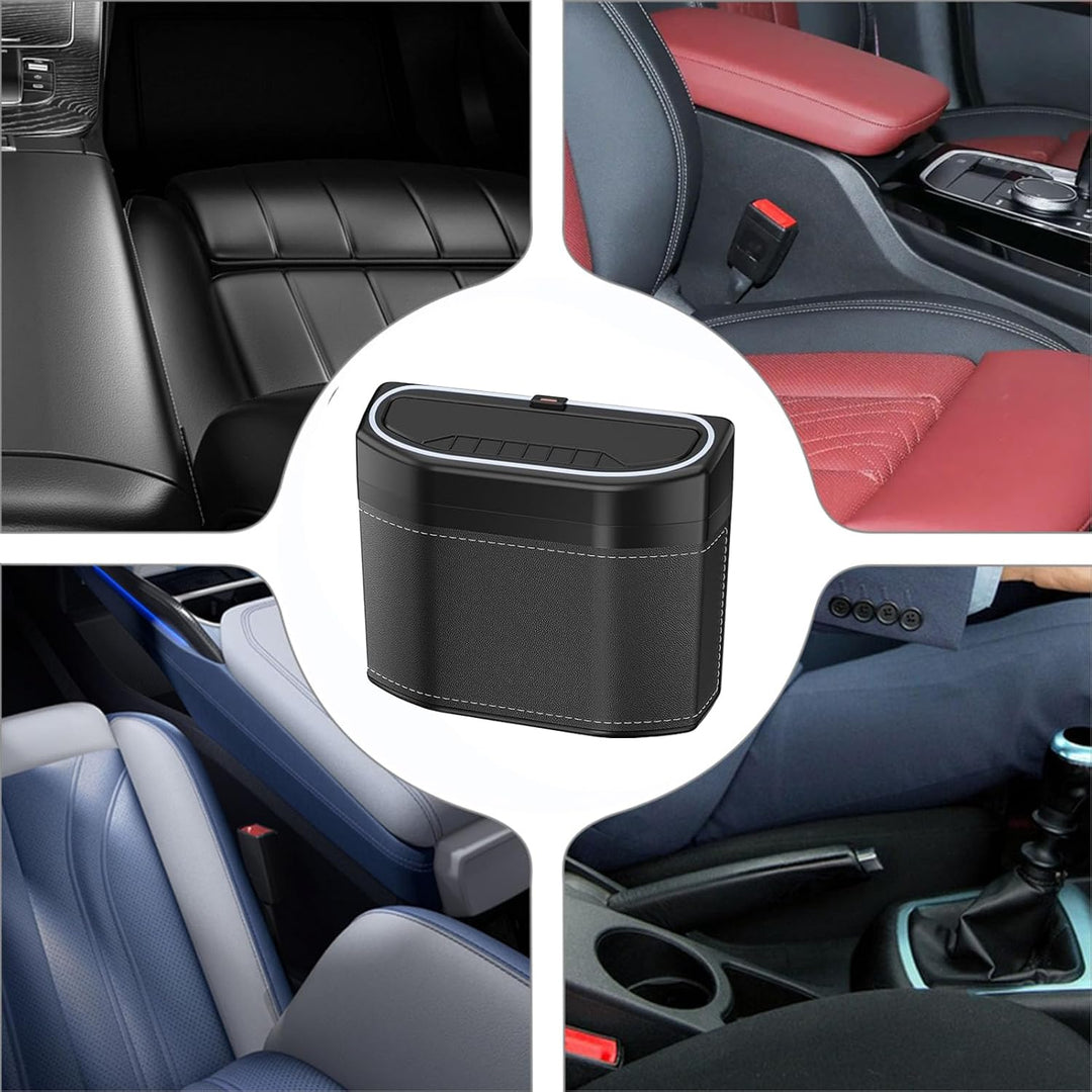 Efficient Lurevo car trash can, odor-sealing and equipped with a bright touch light for dashboards
