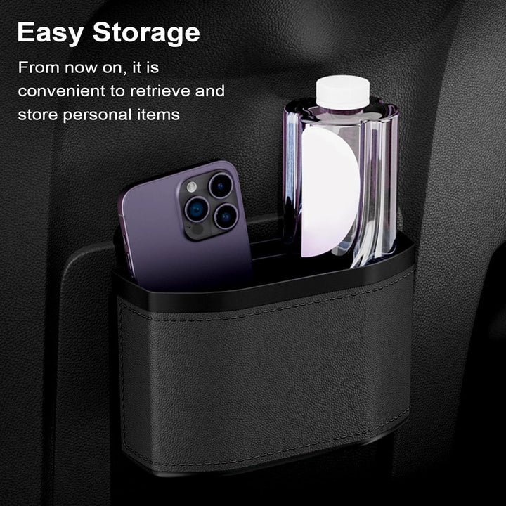 Hands-on view of the Lurevo car trash can, highlighting the easy access and touch light function