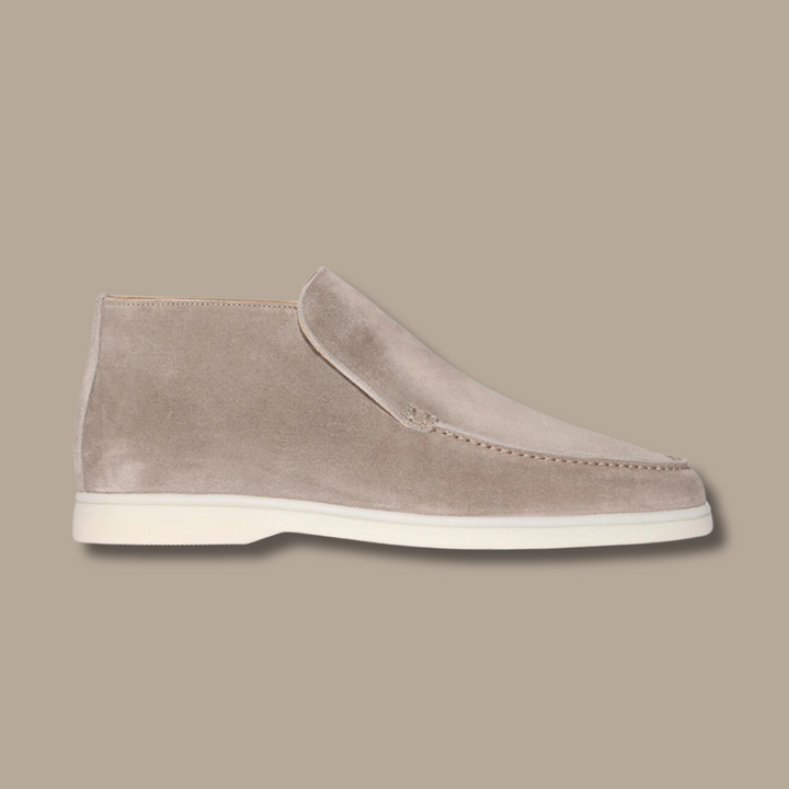 Luxe Alden men's suede loafers. Classic slip-on comfort for versatile everyday elegant wear.