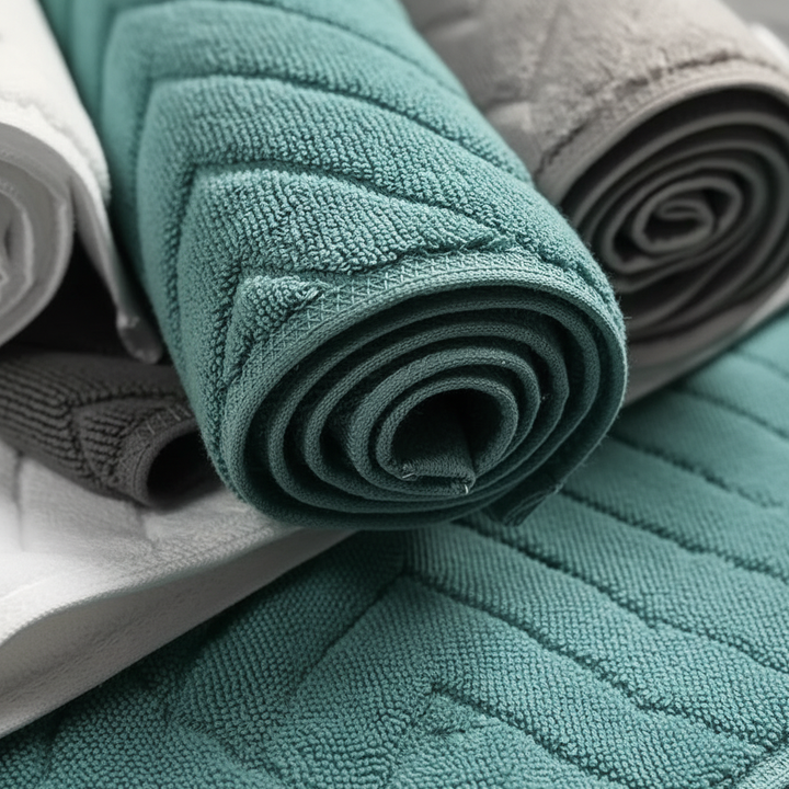 Striped quick-dry cotton bath mats, two-piece set, soft and absorbent for a luxurious bathroom