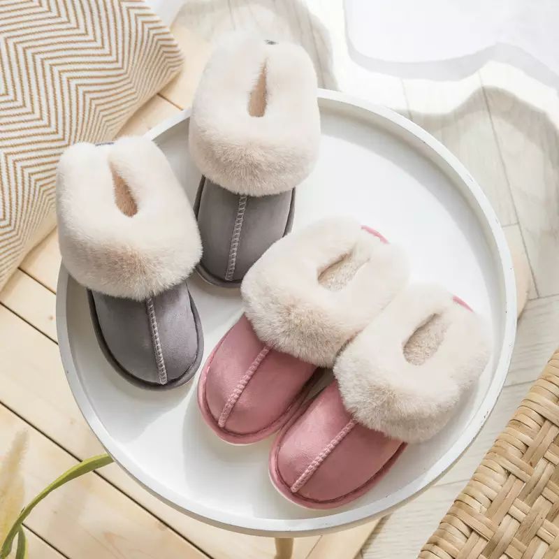 Cozy Celine women's house slippers, warm faux suede, plush interior for ultimate winter comfort.