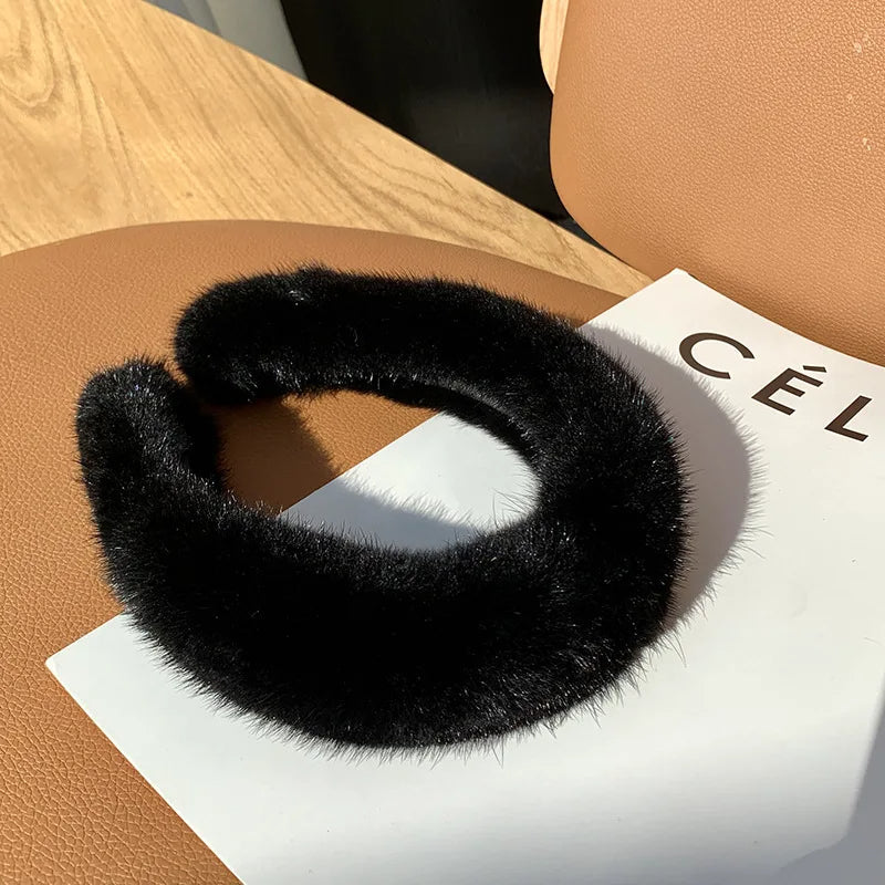 Cozy women's faux fur headband, warm winter accessory, stylish gift for her, perfect for cold.