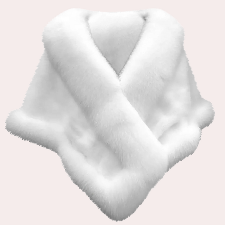 Elegant women's faux fur scarf, a stylish and warm winter wrap. Luxurious accessory for cold weather fashion.