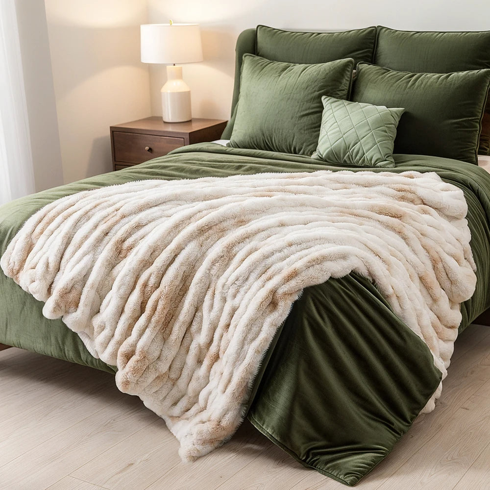 Plush faux fur throw, a soft and comforting addition to your home decor.