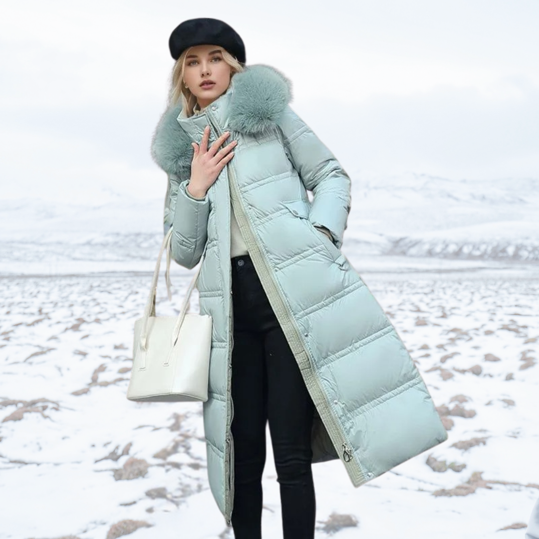 Warm & luxurious women's faux fur winter coat, elegant styling for any occasion.
